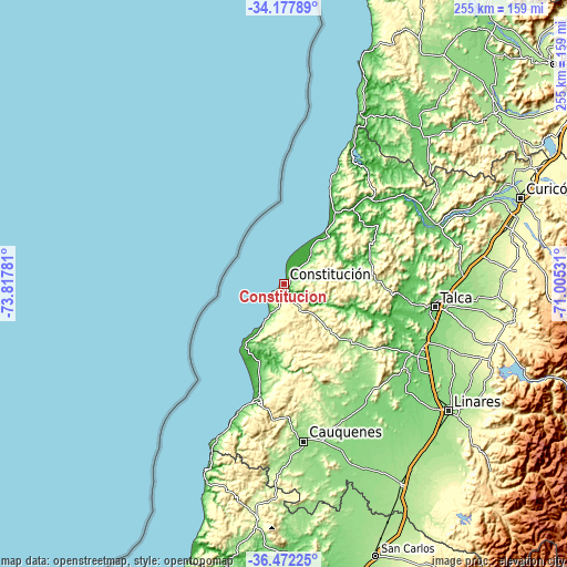Topographic map of Constitución