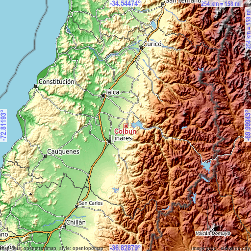 Topographic map of Colbún