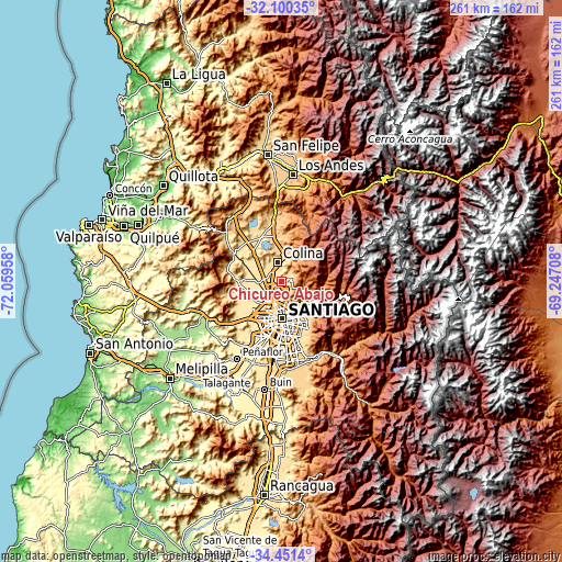 Topographic map of Chicureo Abajo