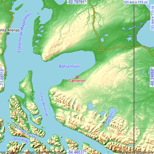 Topographic map of Cámeron