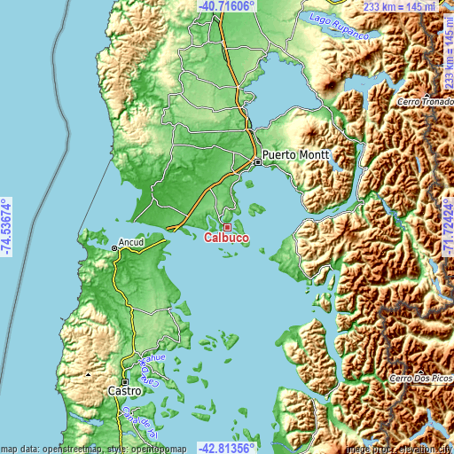 Topographic map of Calbuco