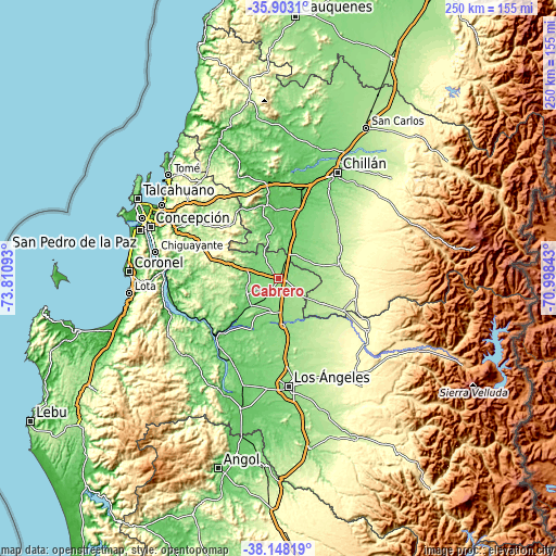 Topographic map of Cabrero