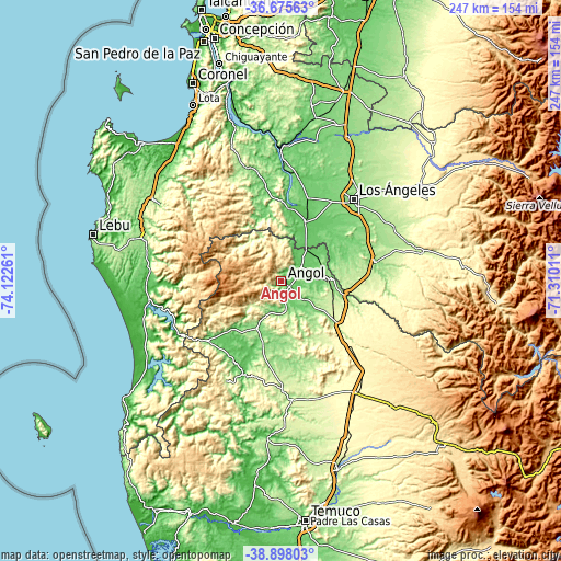 Topographic map of Angol
