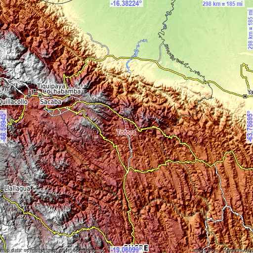 Topographic map of Totora