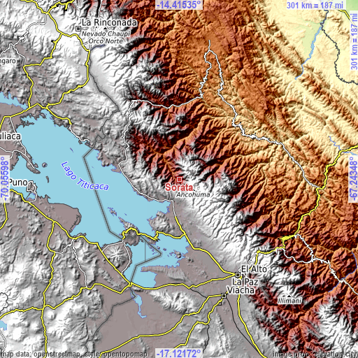 Topographic map of Sorata