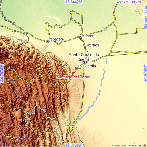 Topographic map of Santiago del Torno
