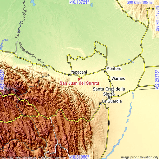 Topographic map of San Juan del Surutú
