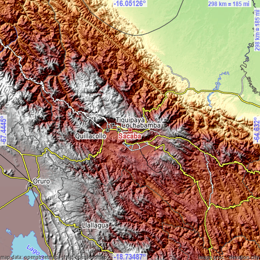 Topographic map of Sacaba
