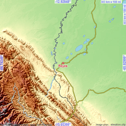 Topographic map of Reyes