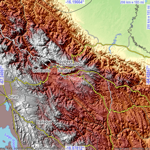Topographic map of Punata
