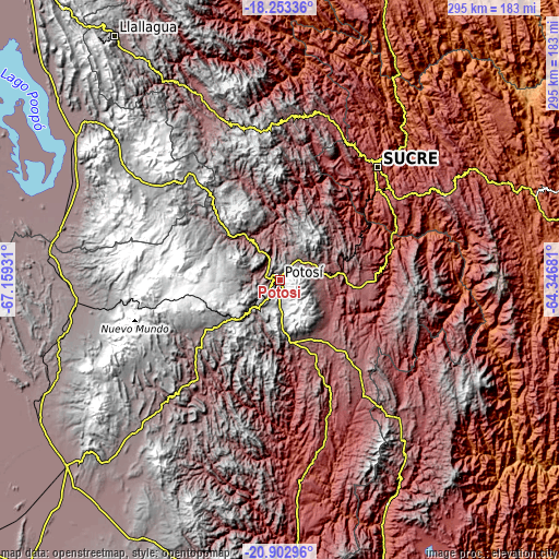Topographic map of Potosí