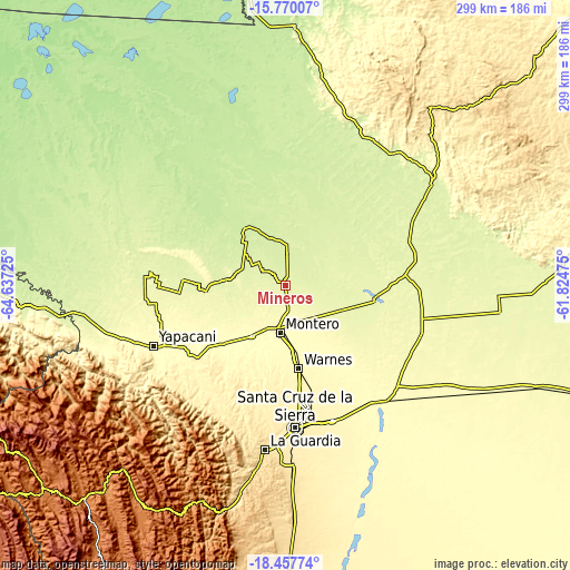 Topographic map of Mineros