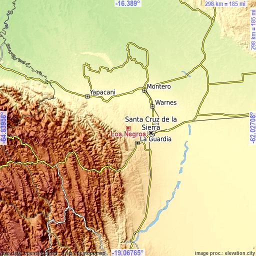 Topographic map of Los Negros