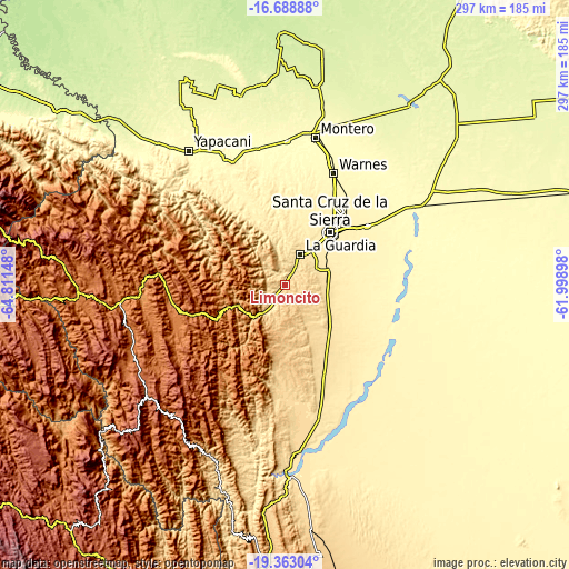 Topographic map of Limoncito