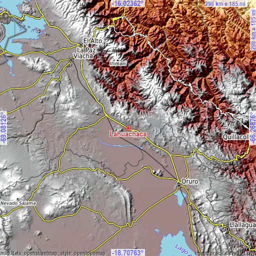 Topographic map of Lahuachaca