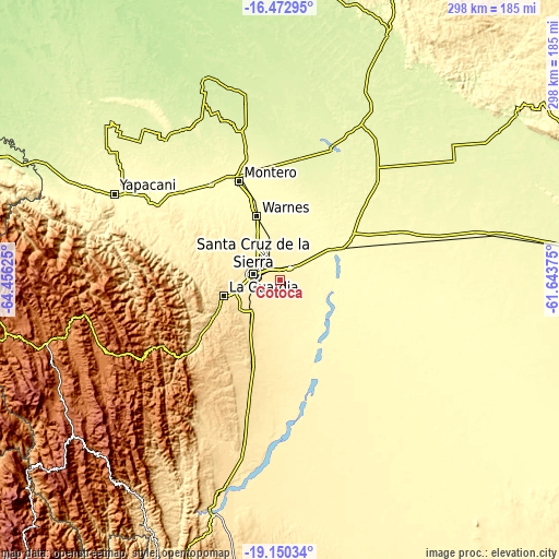 Topographic map of Cotoca
