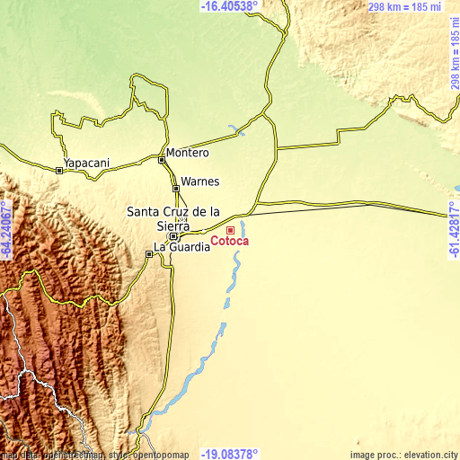 Topographic map of Cotoca