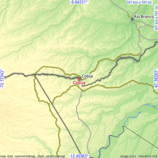 Topographic map of Cobija