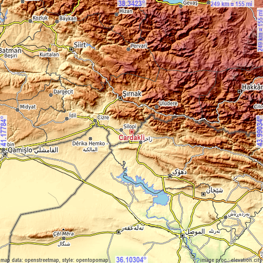 Topographic map of Çardaklı