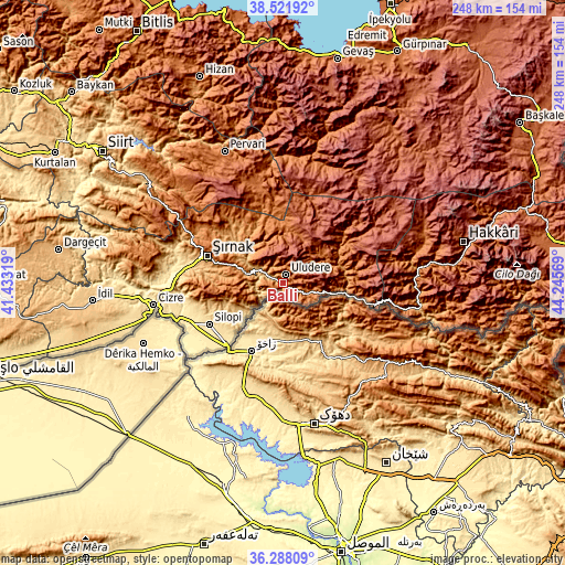 Topographic map of Ballı