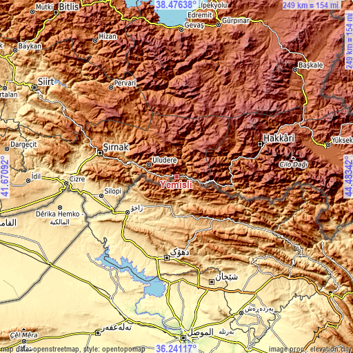 Topographic map of Yemişli