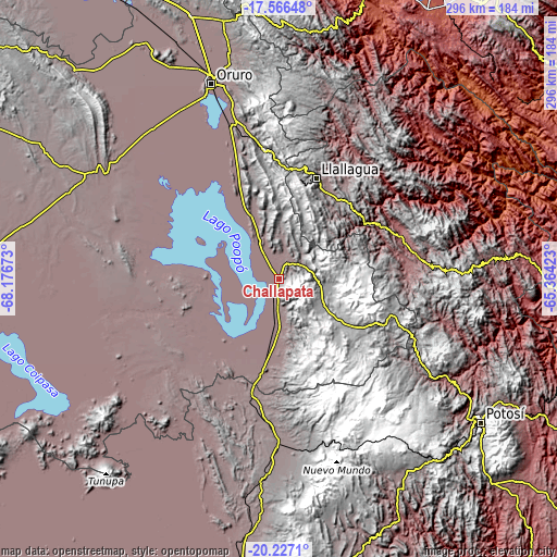 Topographic map of Challapata