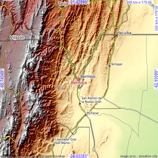Topographic map of Bermejo