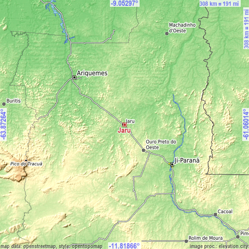Topographic map of Jaru