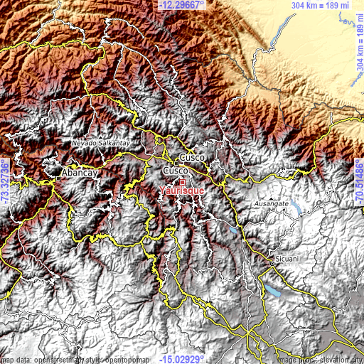 Topographic map of Yaurisque