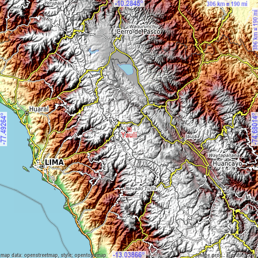 Topographic map of Yauli