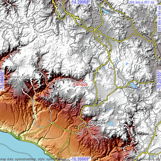 Topographic map of Yanque