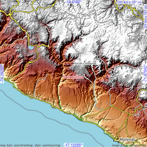 Topographic map of Yanaquihua