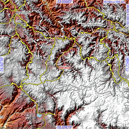 Topographic map of Yanaca