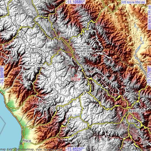 Topographic map of Vilca
