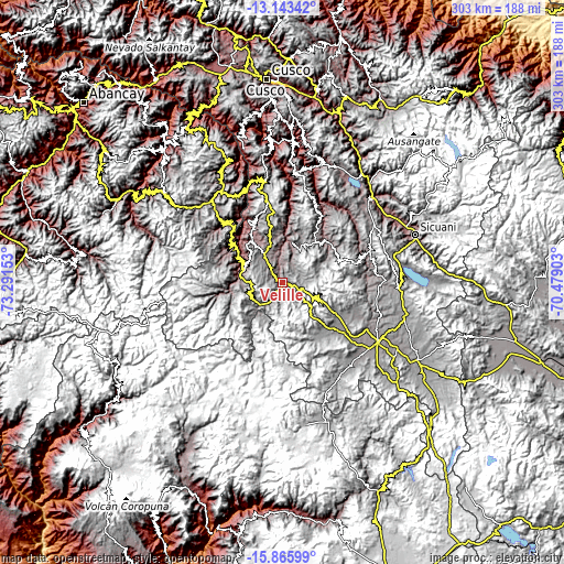 Topographic map of Velille