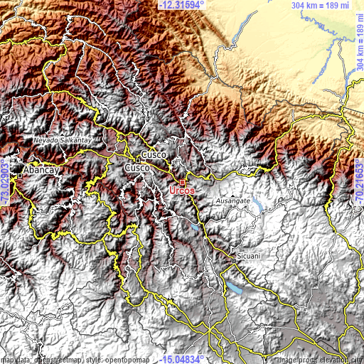 Topographic map of Urcos