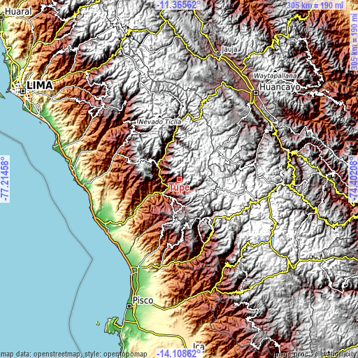 Topographic map of Tupe
