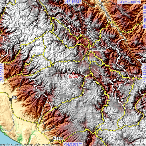 Topographic map of Totos