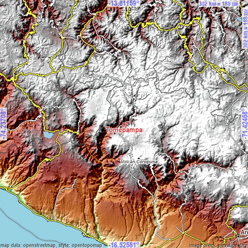 Topographic map of Tomepampa