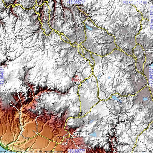 Topographic map of Tisco