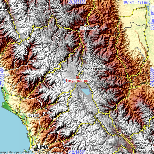 Topographic map of Tinyahuarco
