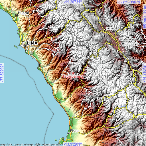 Topographic map of Tauripampa