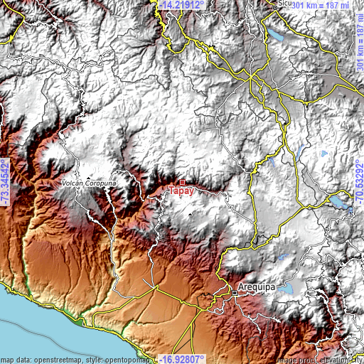 Topographic map of Tapay