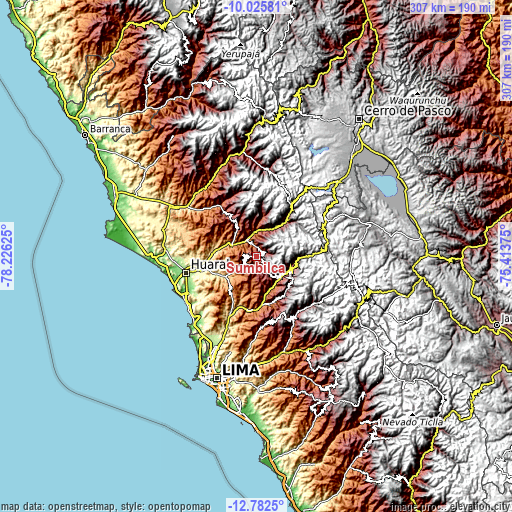 Topographic map of Sumbilca