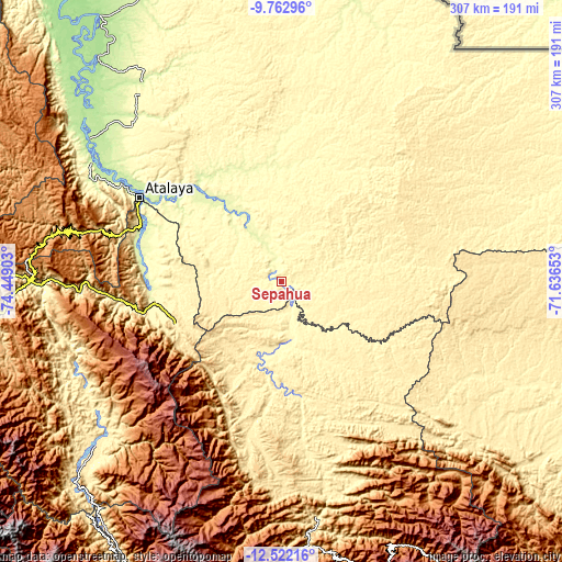 Topographic map of Sepahua