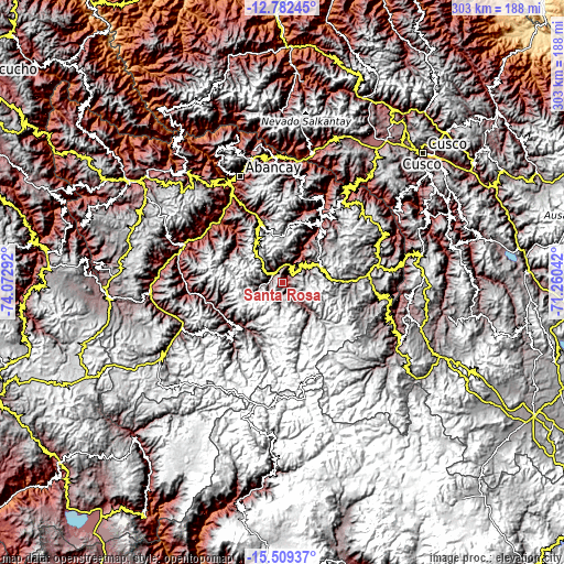 Topographic map of Santa Rosa