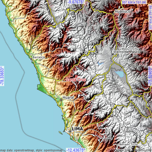 Topographic map of Santa Cruz