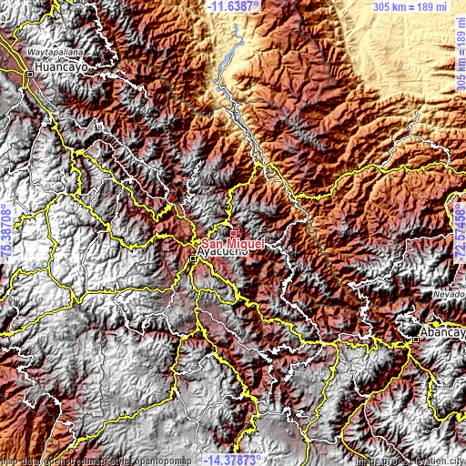 Topographic map of San Miguel