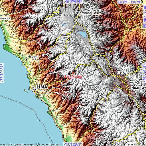 Topographic map of San Mateo