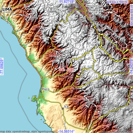 Topographic map of San Juan